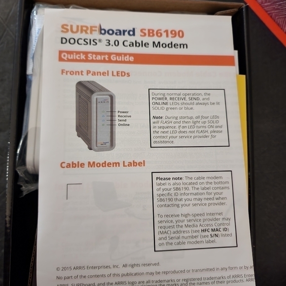 ARRIS SURFboard DOCSIS 3.0 Cable Modem - SB6190 - Picture 7 of 10